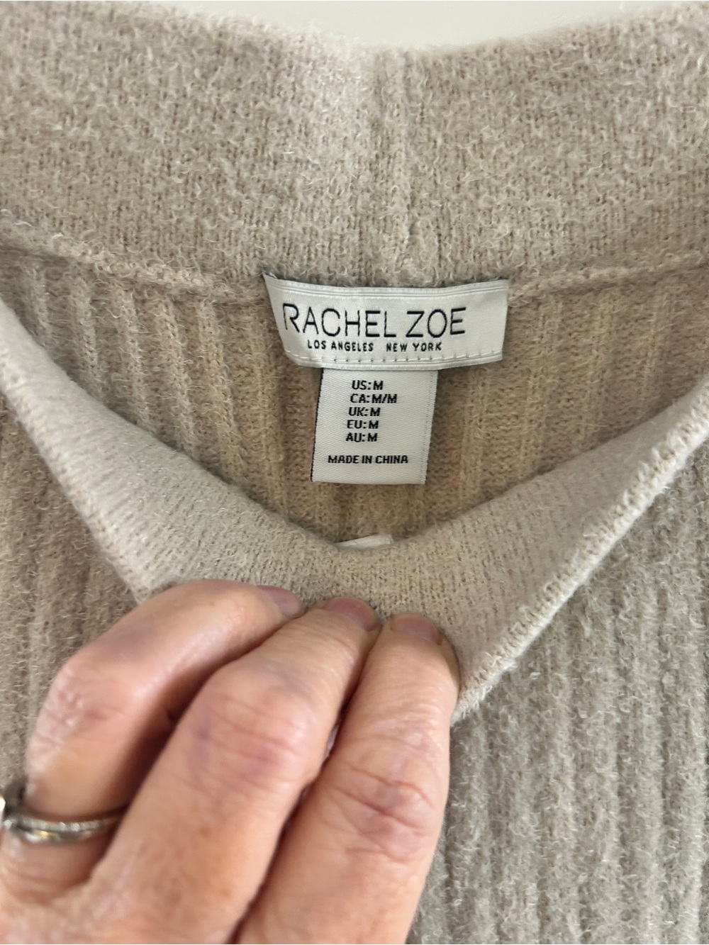 Rachel Zoe Ribbed Knit Tank & Pants Set — Beige - M - Picture 7 of 7